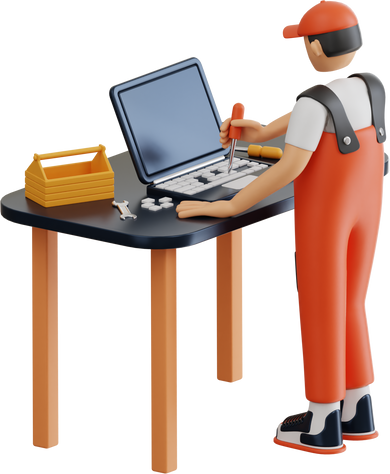 Laptop Repair Service 3D Illustration